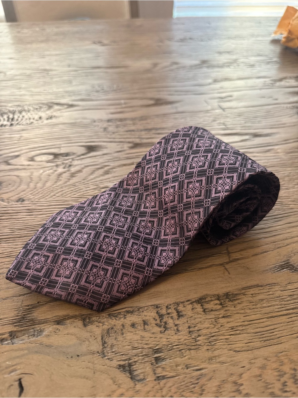 Dior Pink and Black Geometric Silk Tie